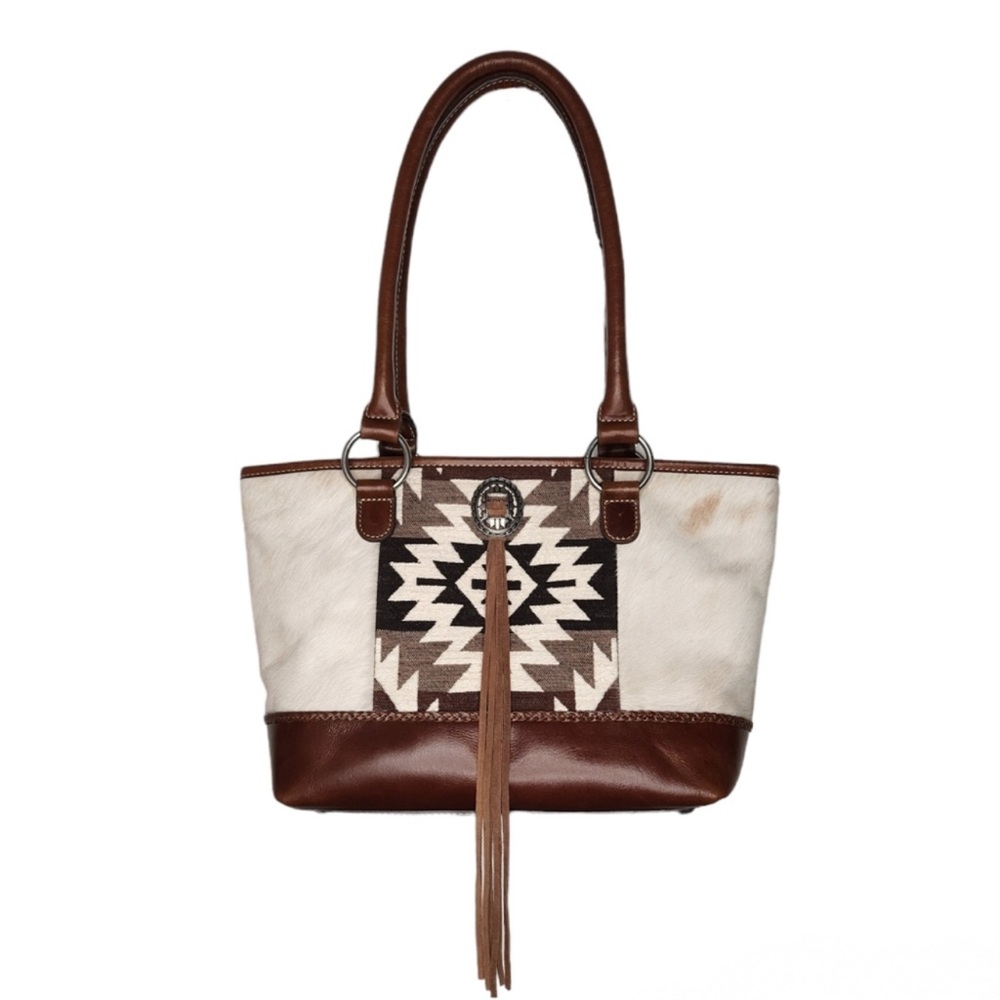 Shyanne Tote Saratoga Leather Hair-On Hide Purse Bag Buckle Tassel Southwestern